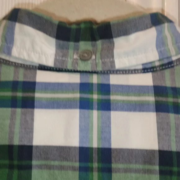American Eagle Outfitters LT Plaid Shirt Green Blue White Button Front Athletic - Picture 9 of 12